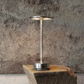 Brushed Brass And Wood Weighted Table Lamp