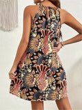 Dress For Women - Halterneck - Sleeveless Airy Fit - Lightweight Fabric with Print