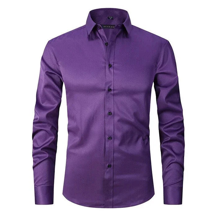 Men's Shirt – Slim Fit – Breathable Stretch Fabric – Non-Iron – Button Closure