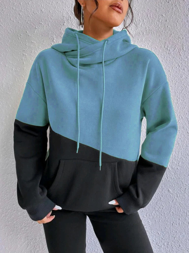 Soft Knit Colorblock Relaxed Fit Hoodie