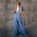 Women's Overalls in Denim - Adjustable Straps - Loose Fit - Wide Legs