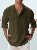 Men's Shirt - Relaxed Fit - Long-Sleeved - Sustainable Lightweight Fabric - Grandad Collar