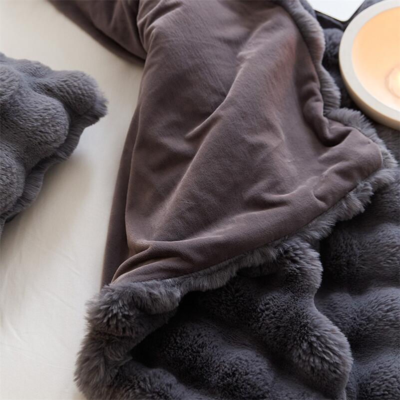 Minimalist Plush Faux-Fur Braided Throw Blanket