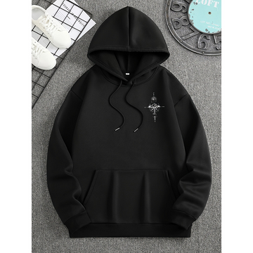 Compass Print Soft Cotton Hoodie