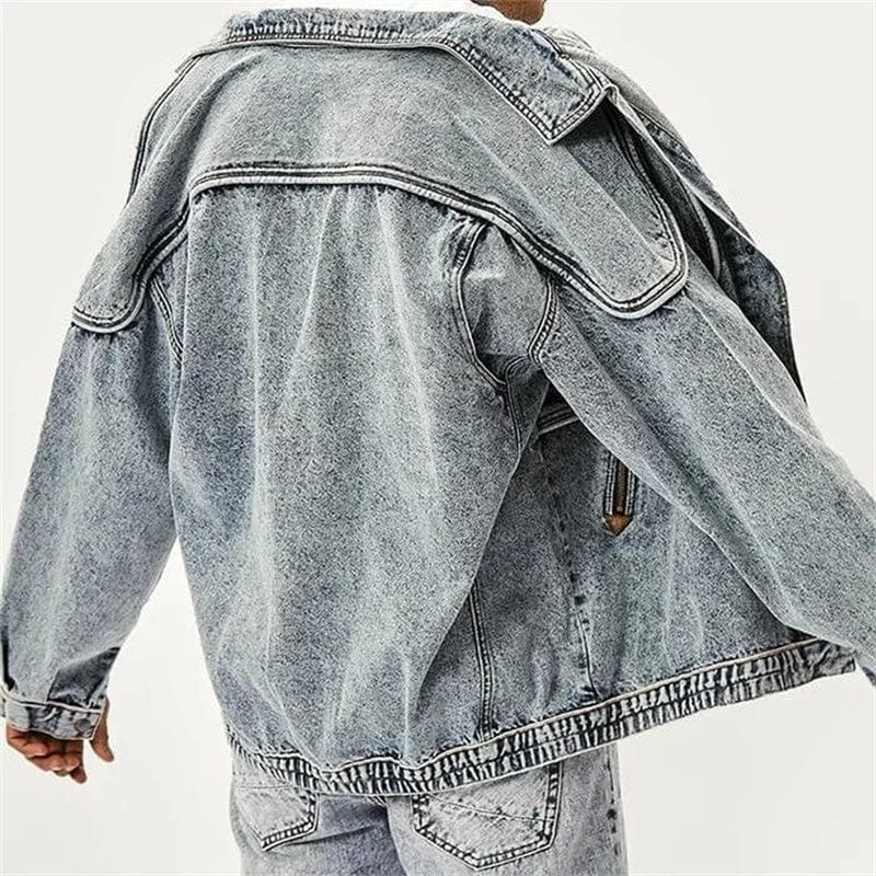 Shoulder Zipper Relaxed Fit Denim Jacket