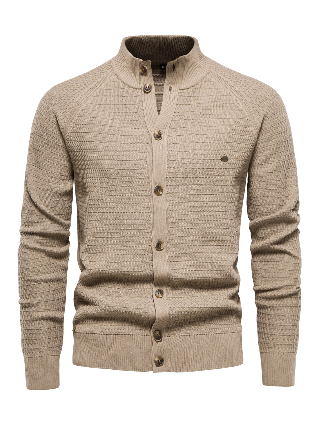 Slim Fit Textured High Collar Sweatshirt