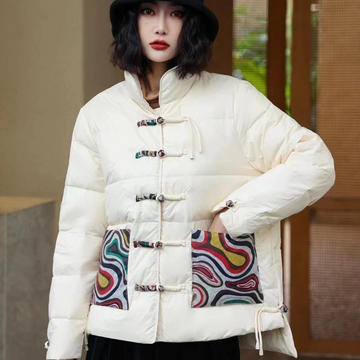 Loose Fit Quilted Frog Closure Jacket