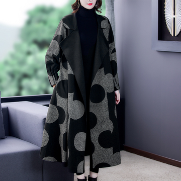 Abstract Oversized Shawl Collar Trench Coat