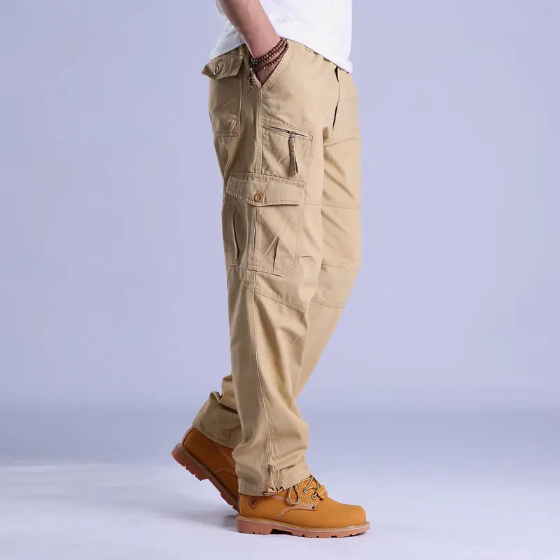 Cotton Blend Loose Fit Straight Leg Cargo Pants
