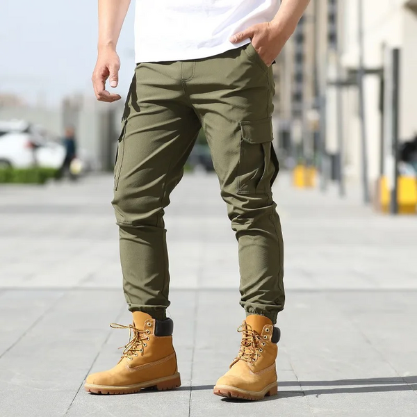 Men’s Pants - Woven Stretch Blend - Slim to Regular Fit Jogger - Elasticated Ankle Cuffs