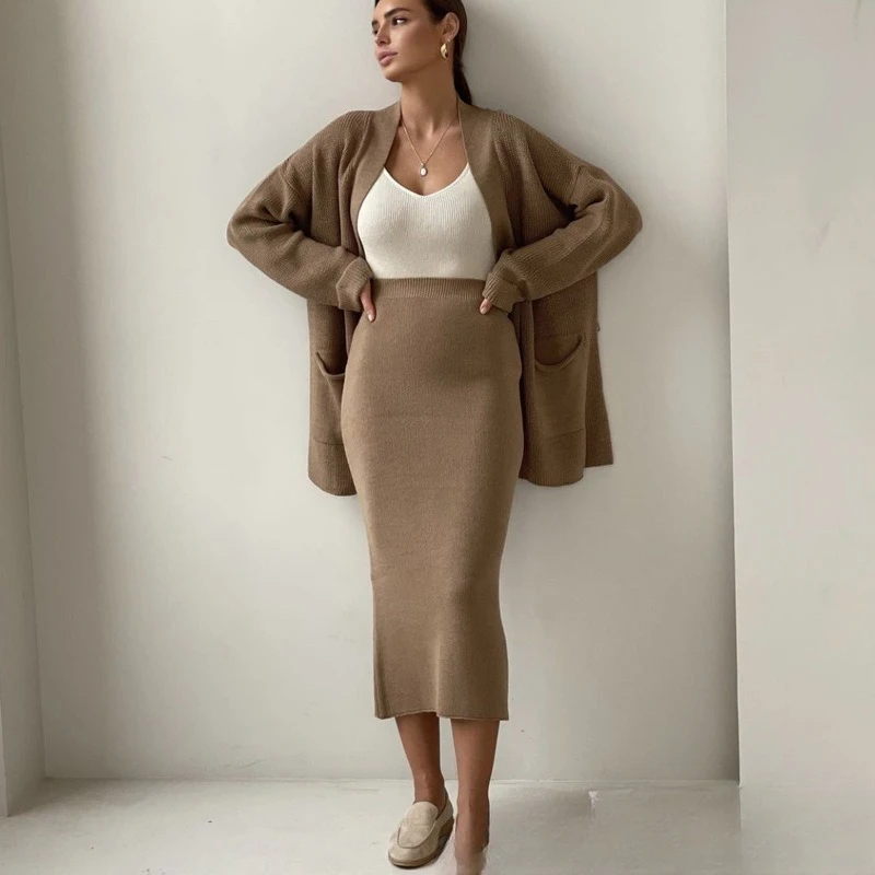 Knit Oversized High Waist Midi Set