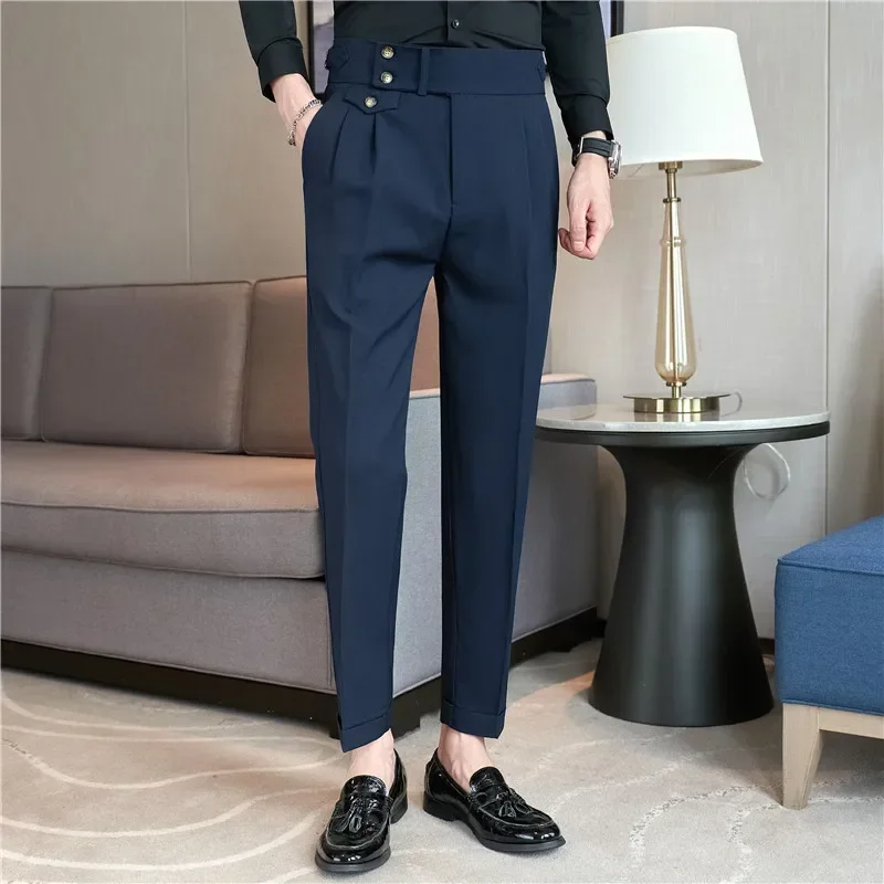 Woven Blend Slim Tapered Ankle Pants