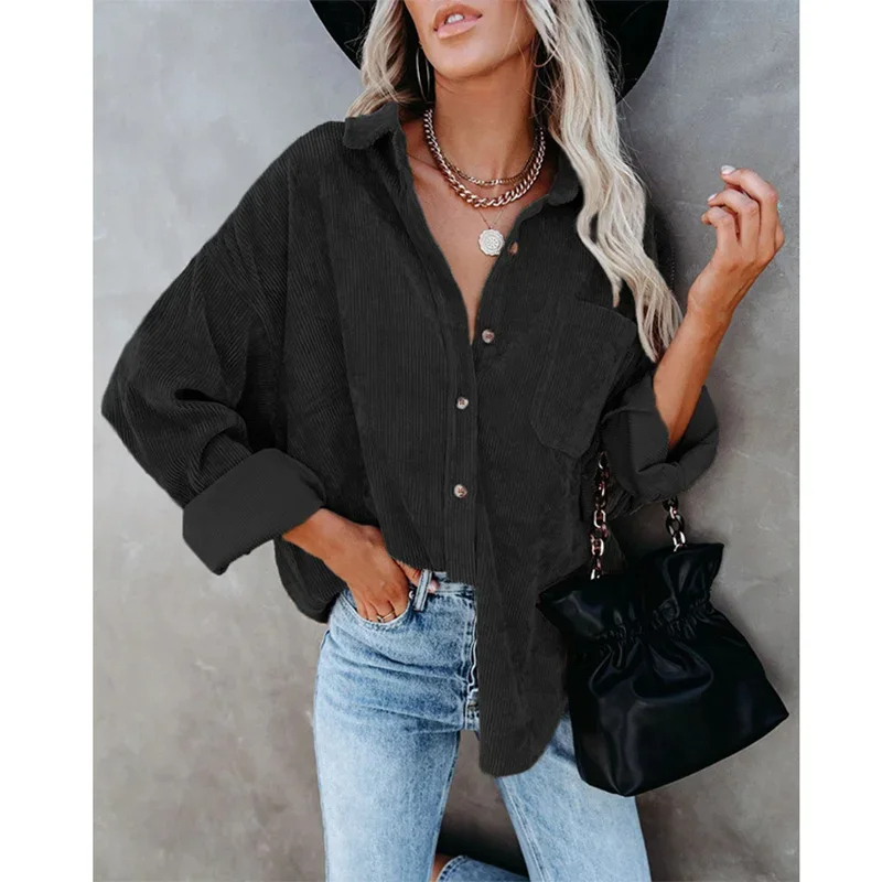Corduroy Oversized Fit Long Sleeve Shirt