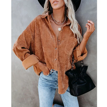 Corduroy Oversized Fit Long Sleeve Shirt