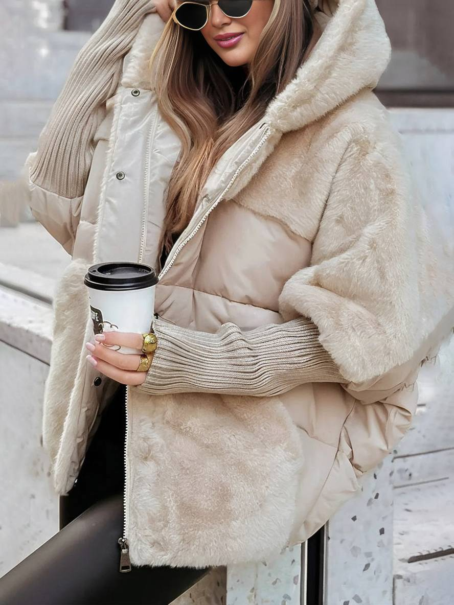 Oversized Hybrid High Neck Hood Coat