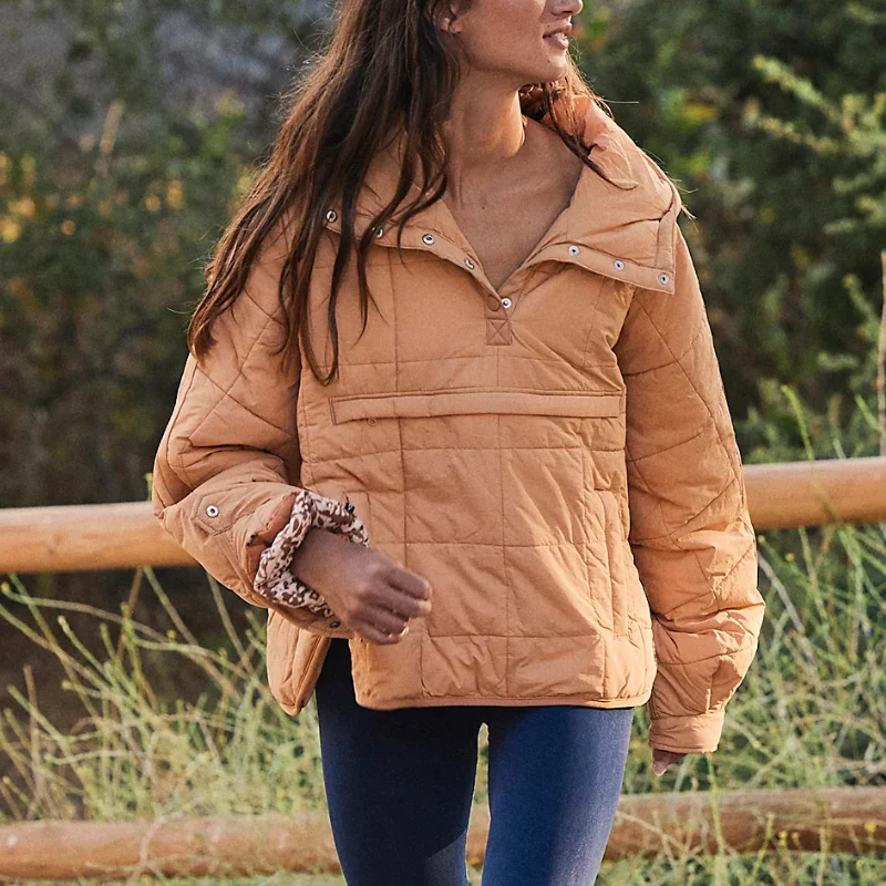 Quilted Relaxed Fit High Collar Jacket