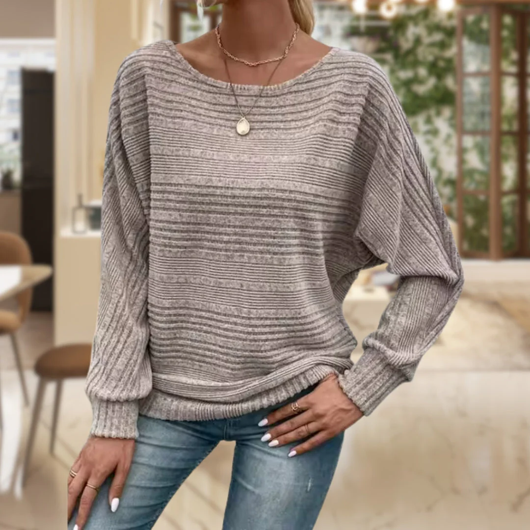 Oversized Knit Dolman Boat Neck Sweater