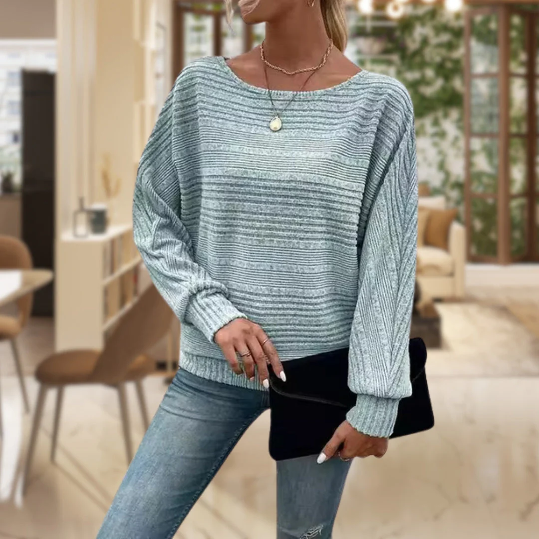 Oversized Knit Dolman Boat Neck Sweater