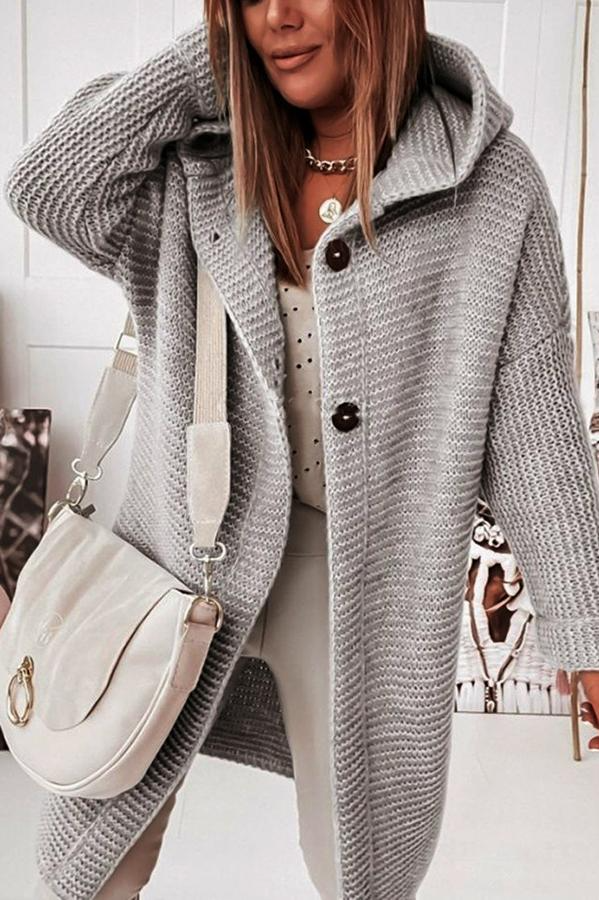 Chunky Knit Longline Hooded Cardigan