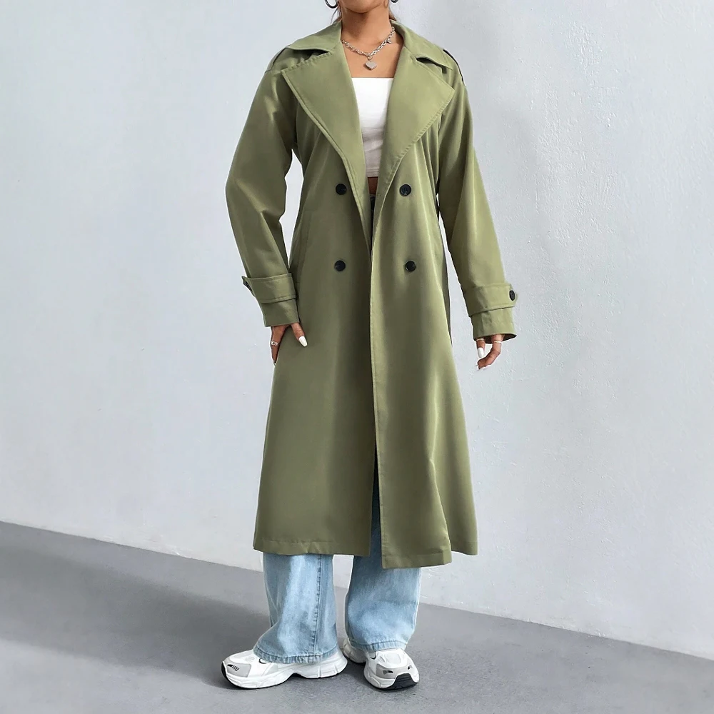 Cotton Blend Double-Breasted Regular Fit Trench Coat
