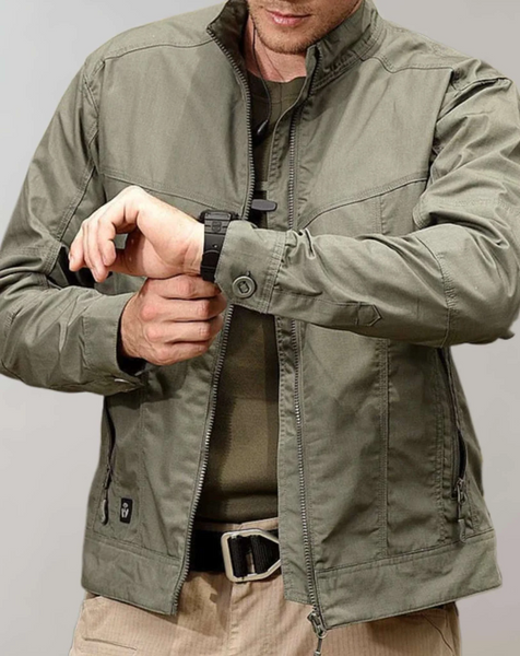 Men’s Jacket - Cotton Blend - Stand Collar - Full-Zip Front
