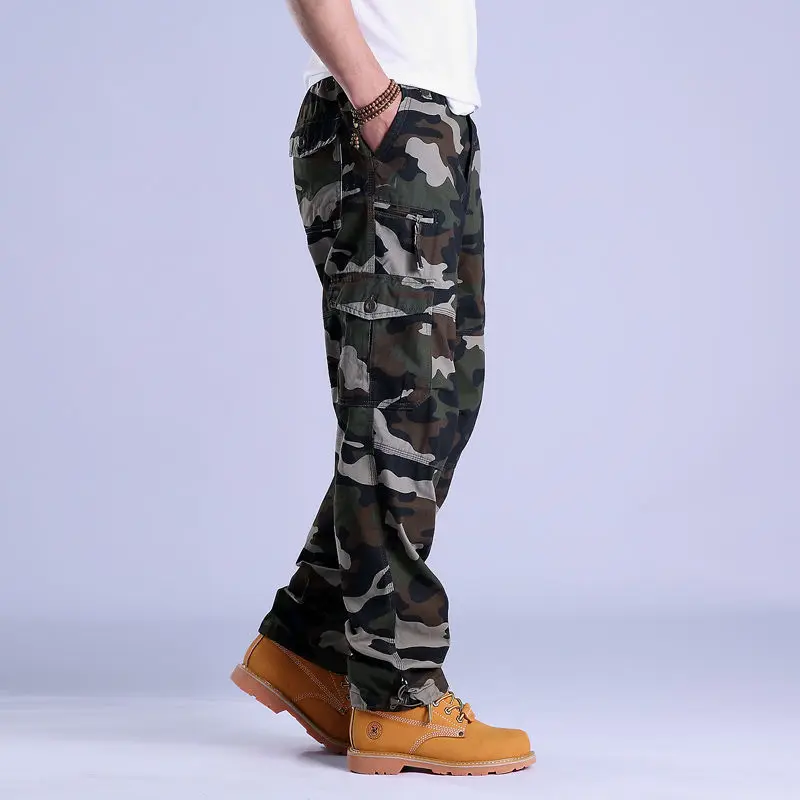 Cotton Blend Loose Fit Straight Leg Cargo Pants