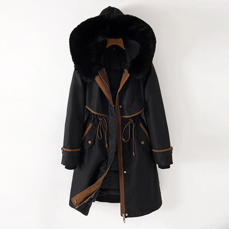 Fur Trim Hood Quilted Parka Jacket