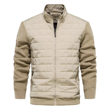 Quilted Front Knit Sleeve Bomber Jacket