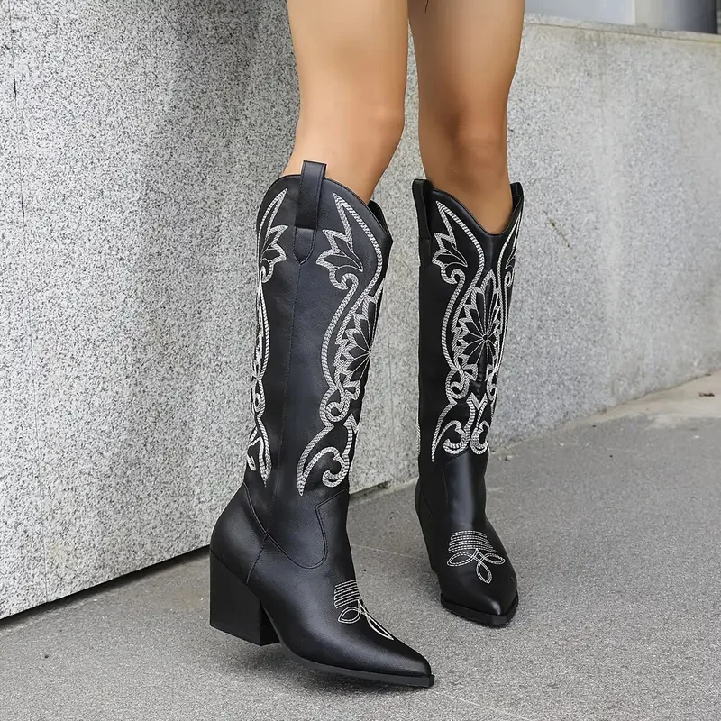 Knee High Embroidered Western Boots