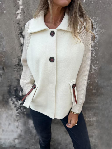 Textured Knit Sleeve Relaxed Fit Jacket