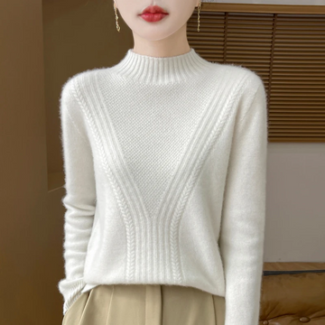 Relaxed Fit Ribbed Wool Blend Sweater