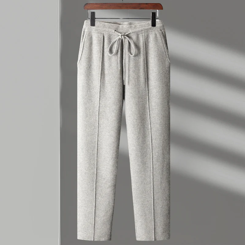 Front Seam Elastic Waist Knit Trousers