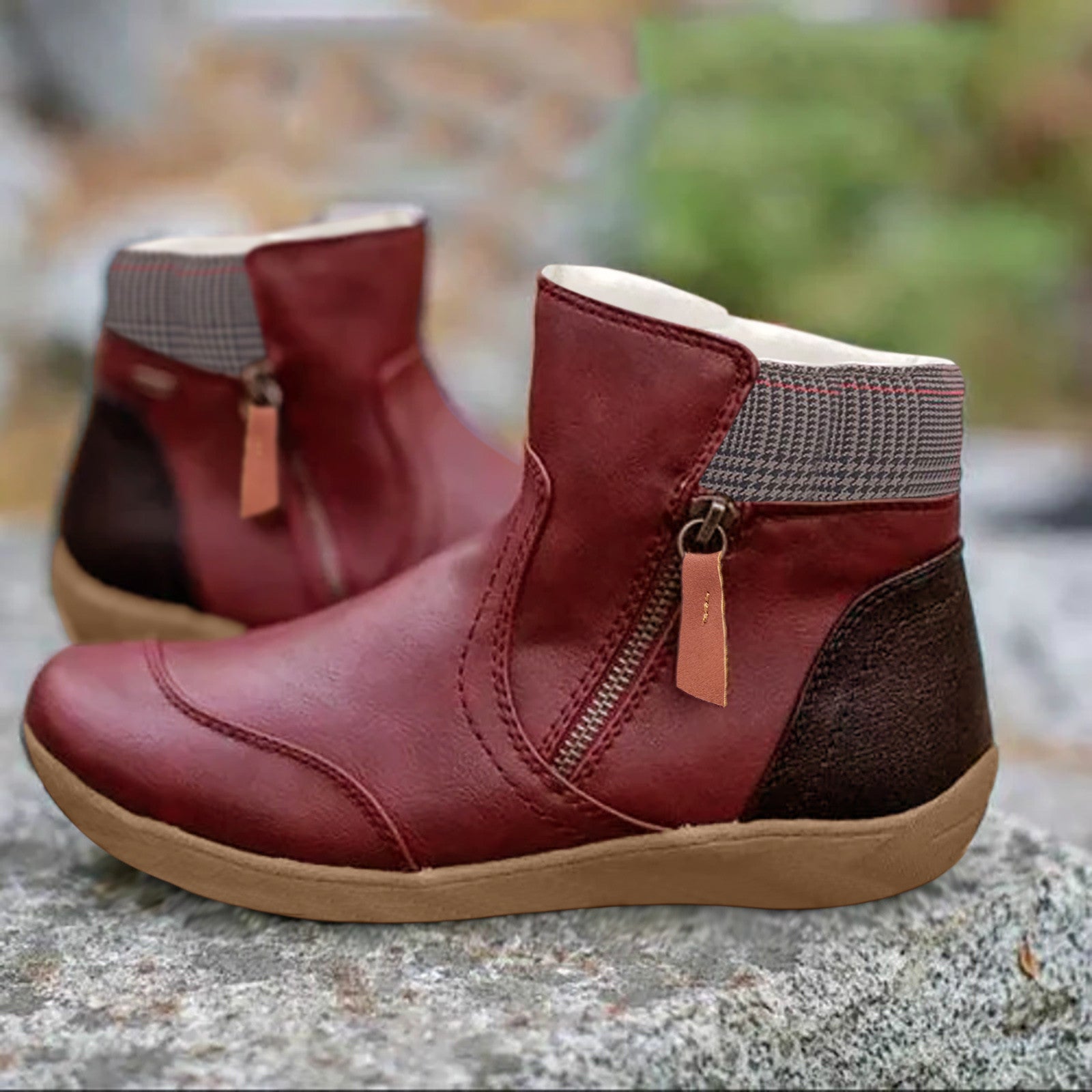 Men's ankle boots – Leather – Slim fit – Zipper – Elastic shaft – Shock-absorbing sole