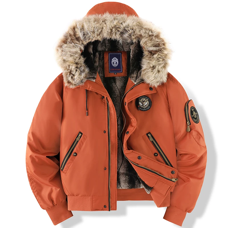 Faux Fur Hood Quilted Casual Bomber Jacket