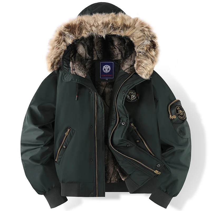 Faux Fur Hood Quilted Casual Bomber Jacket