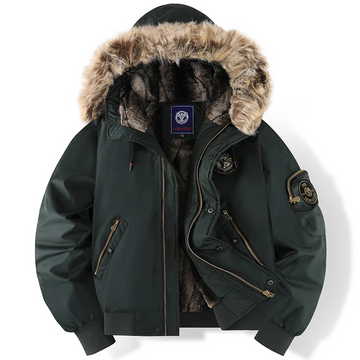 Faux Fur Hood Quilted Casual Bomber Jacket