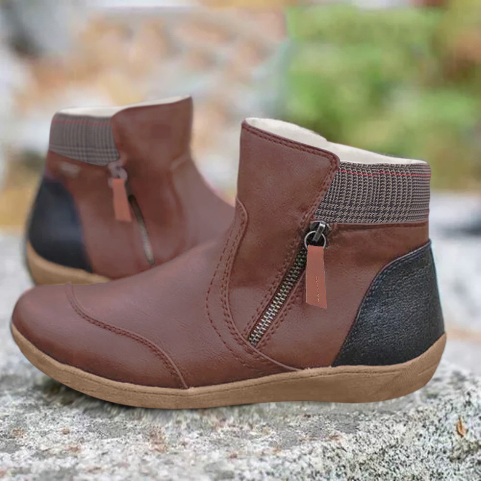 Men's ankle boots – Leather – Slim fit – Zipper – Elastic shaft – Shock-absorbing sole