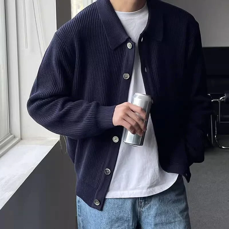 Relaxed Fit Button Front Collared Sweater