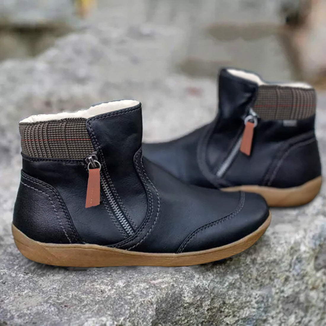 Leather Shock-Absorbing Slim Fit Ankle Boots