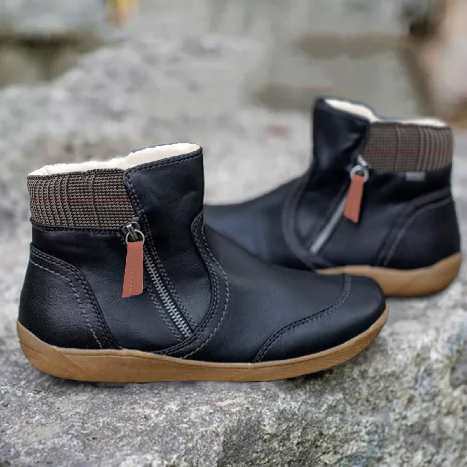 Men's ankle boots – Leather – Slim fit – Zipper – Elastic shaft – Shock-absorbing sole