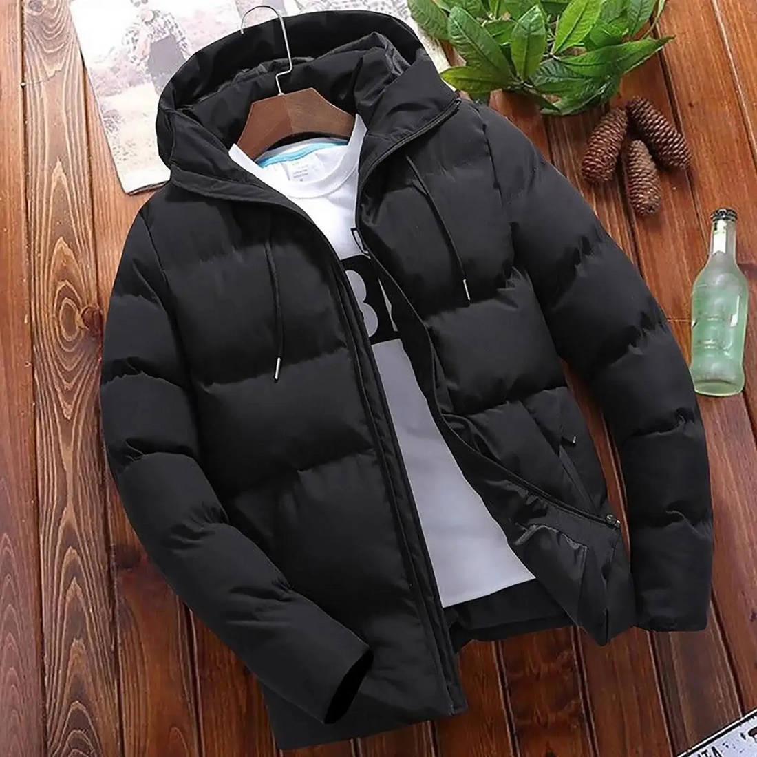Quilted Insulated Hooded Parka Jacket