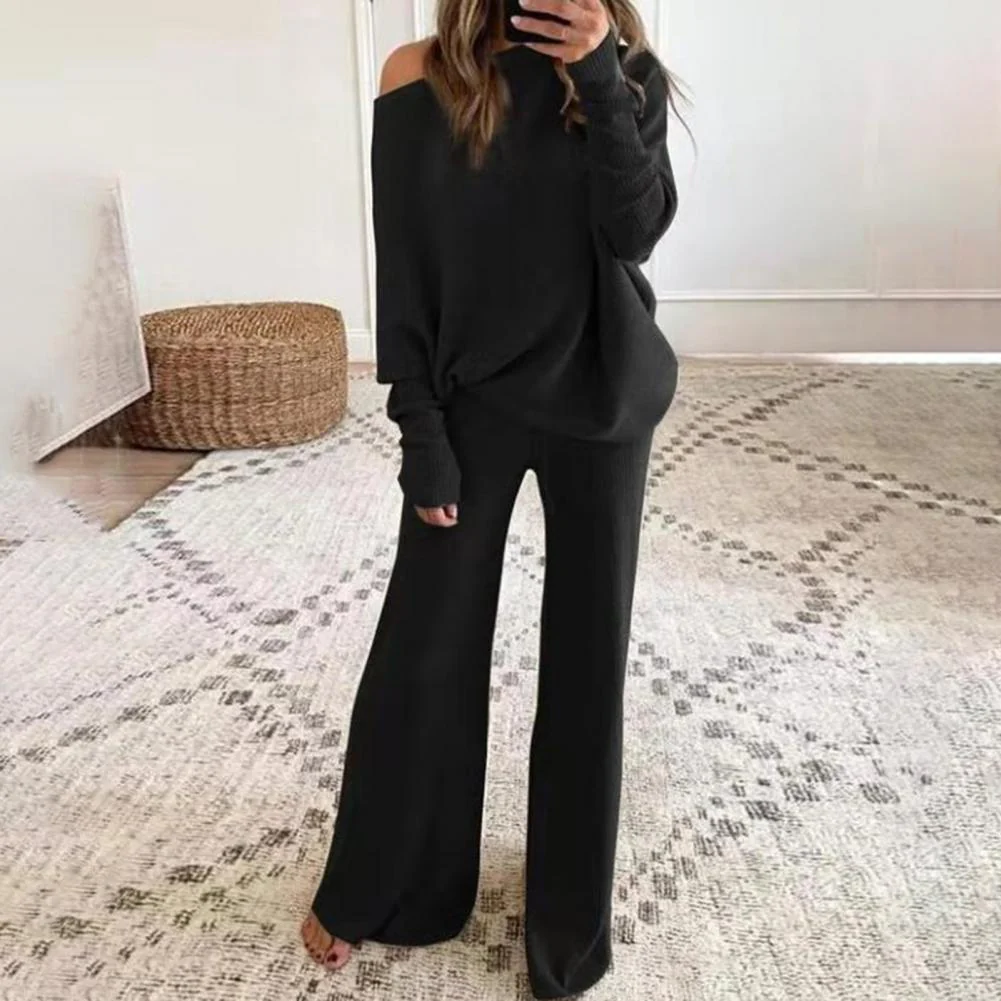 Two-Piece Soft Knit Oversized Fit Loungewear Set