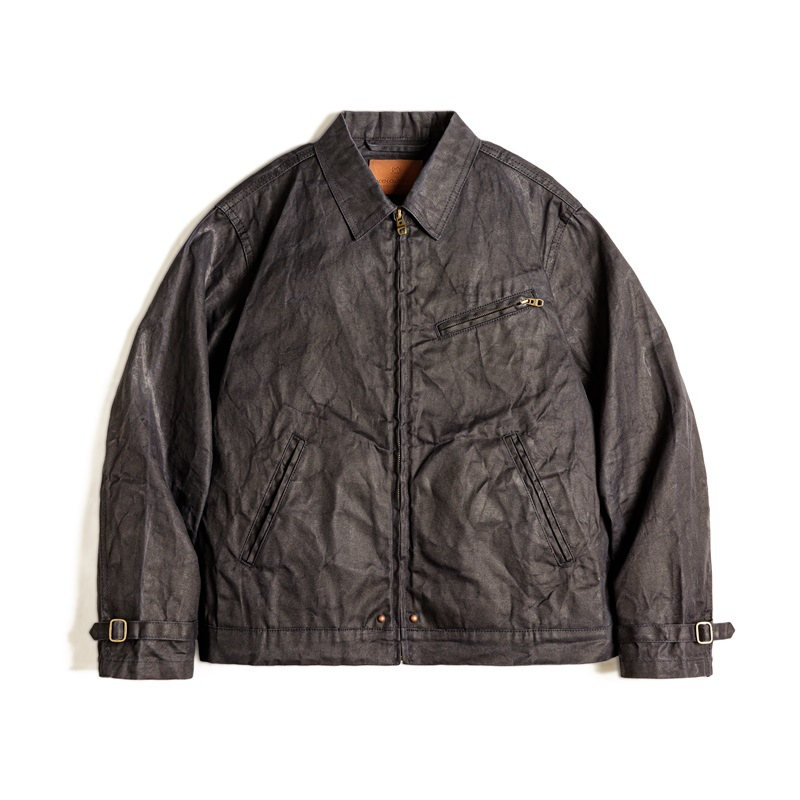 Oil-Waxed Canvas Slim Fit Lapel Jacket