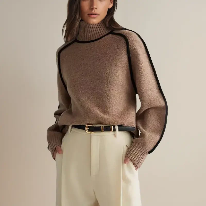 Wool Blend Mock Turtleneck Pullover Sweatshirt