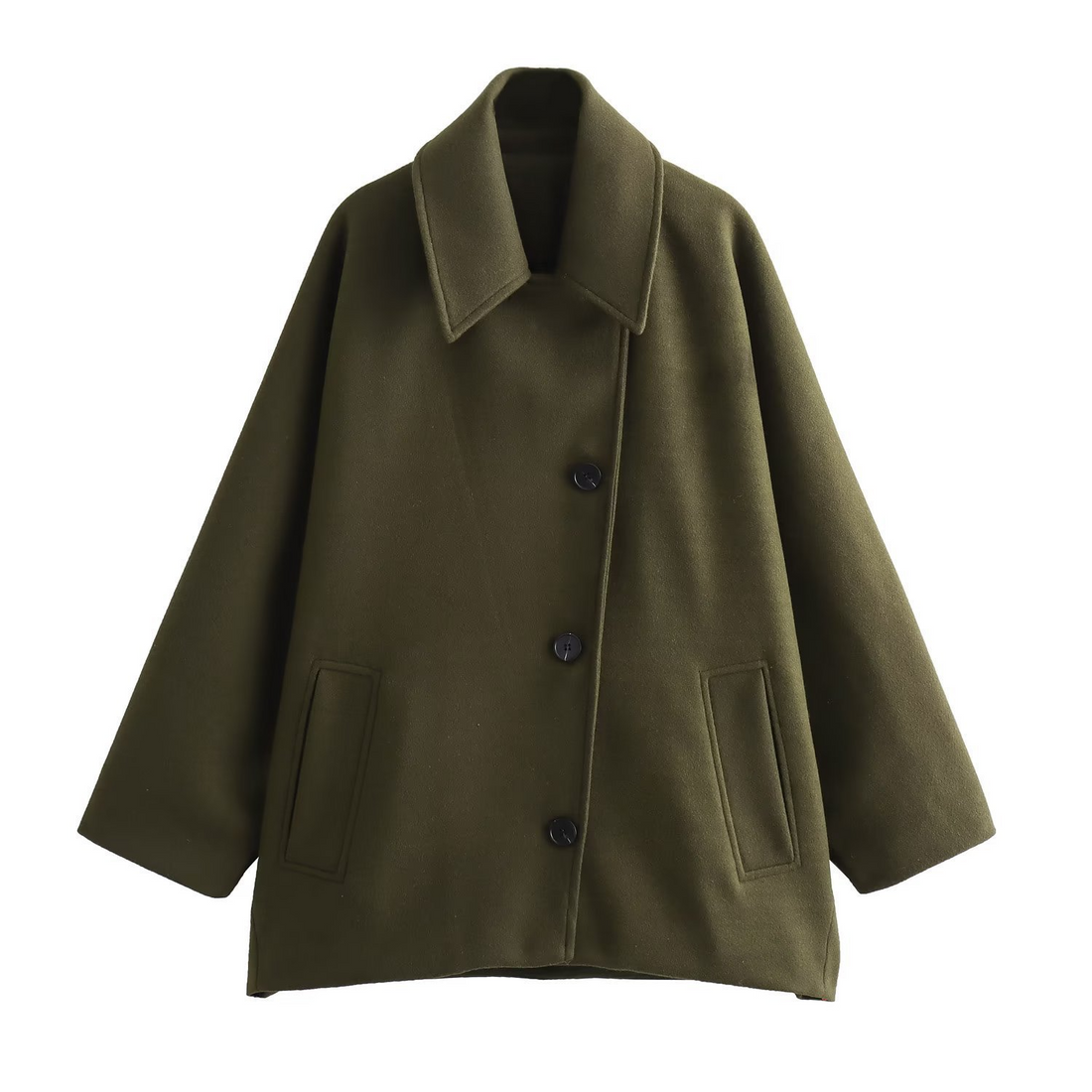 Oversized Wool Texture Batwing Sleeve Coat