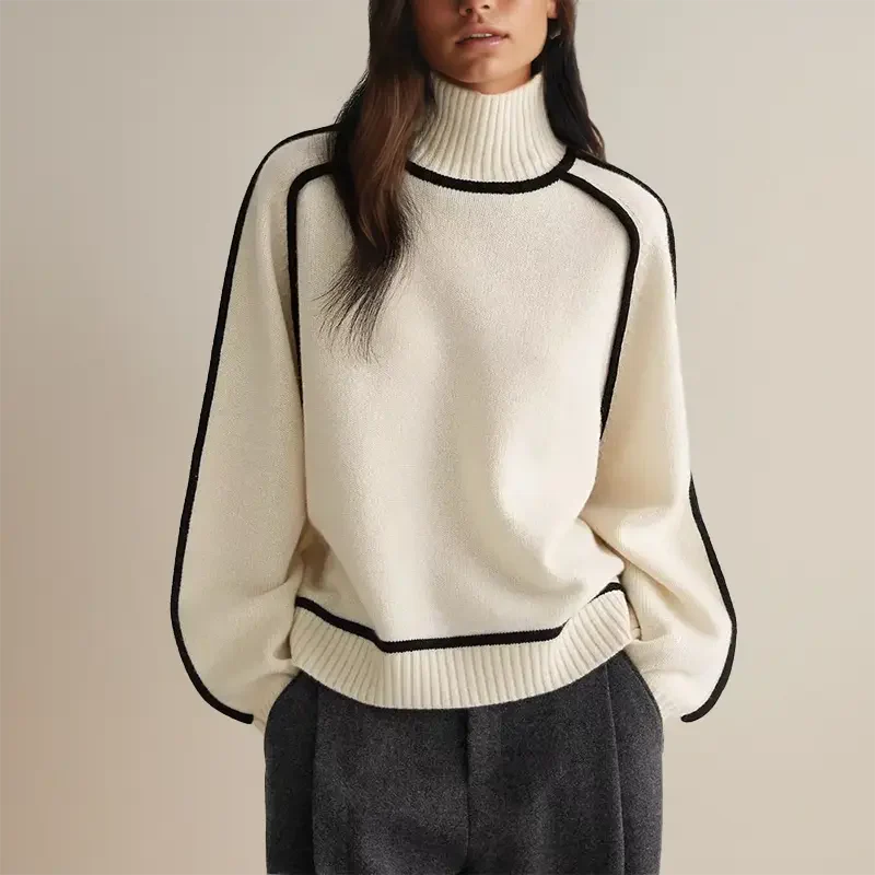 Wool Blend Mock Turtleneck Pullover Sweatshirt