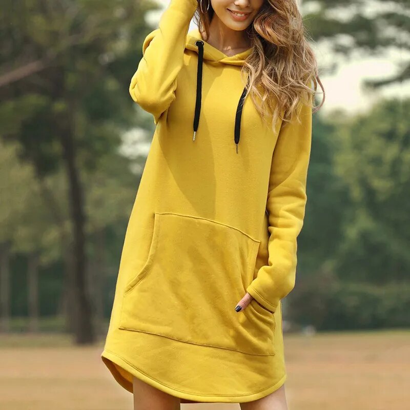 Relaxed Fit Cotton Blend Hoodie Dress
