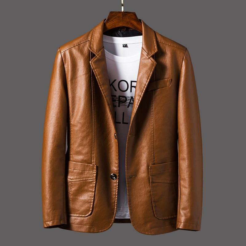 Tailored Fit Structured Leather Blazer