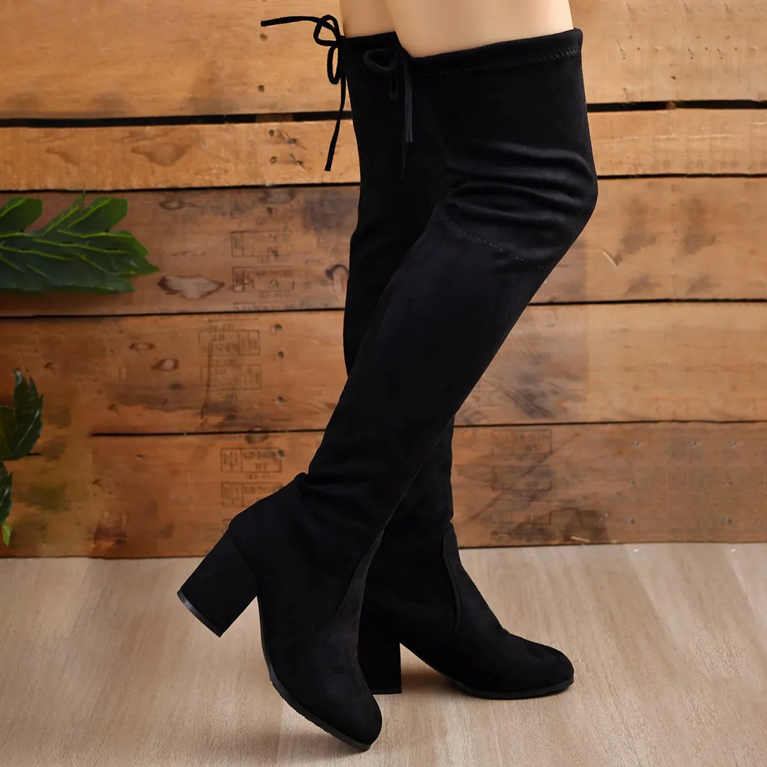 Stretch Fit Block Heel Over-the-Knee Boots