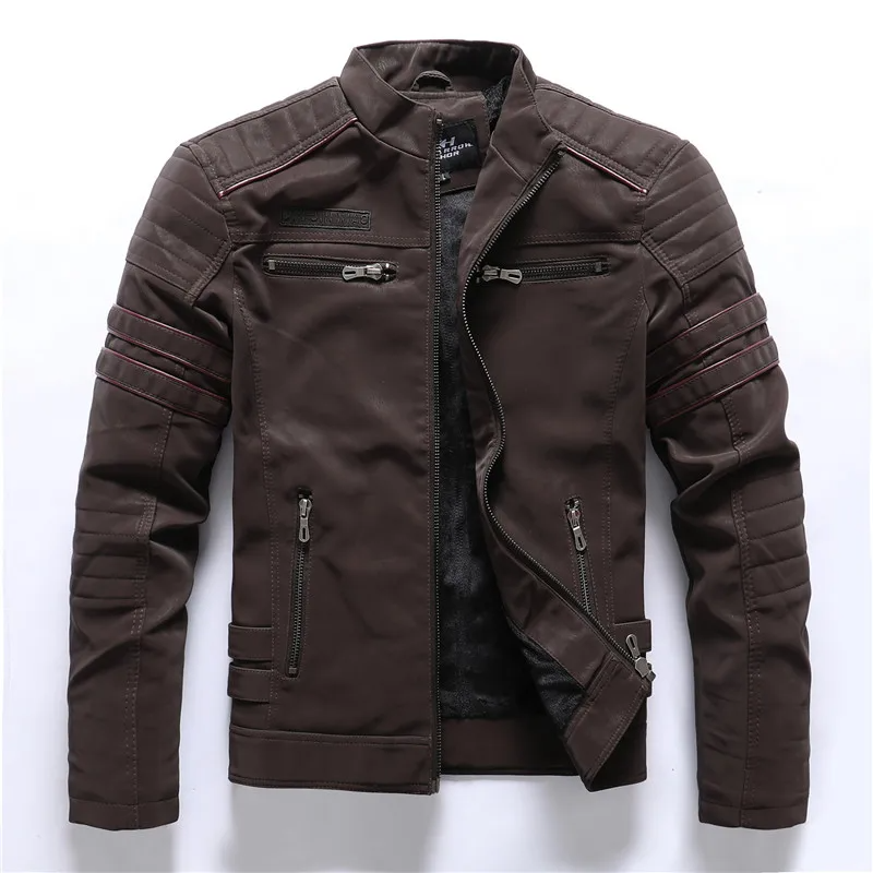 Quilted Shoulder Fleece Lined Motorcycle Jacket